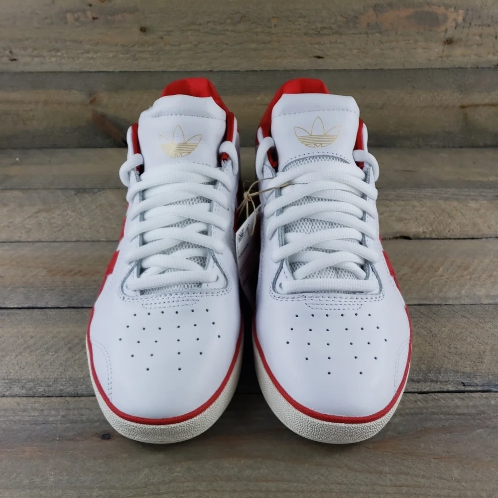 adidas Tyshawn Men's Leather Skate Casual Shoes White Red
